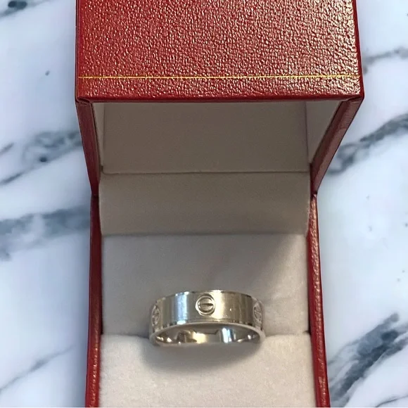 Estate 14K White Gold UNISEX 6mm Wide Screw Link Band Ring Size 8.75